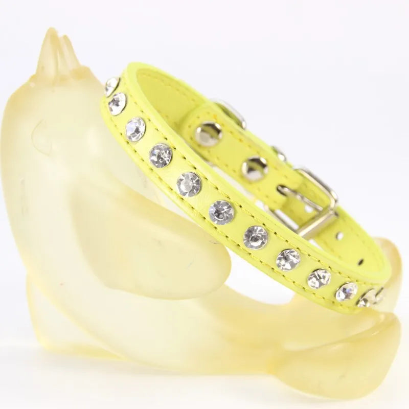 Puppy Dog Collar Crystal Hot Bling Rhinestone Pu Leather Puppy Cat Collars Necklace Neck Strap Personality Pet Products Collar