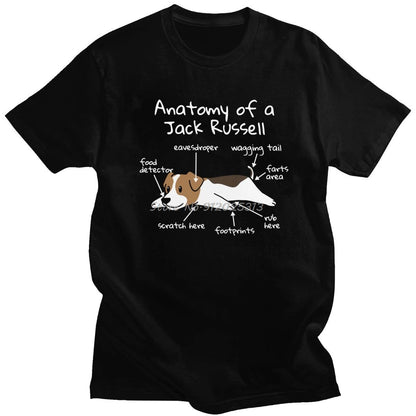Mens Anatomy of a Jack Russell Terrier T-Shirt Short Sleeve Cotton Tshirt Summer Dog Owner Gift Tee Shirt Loose Fit Apparel