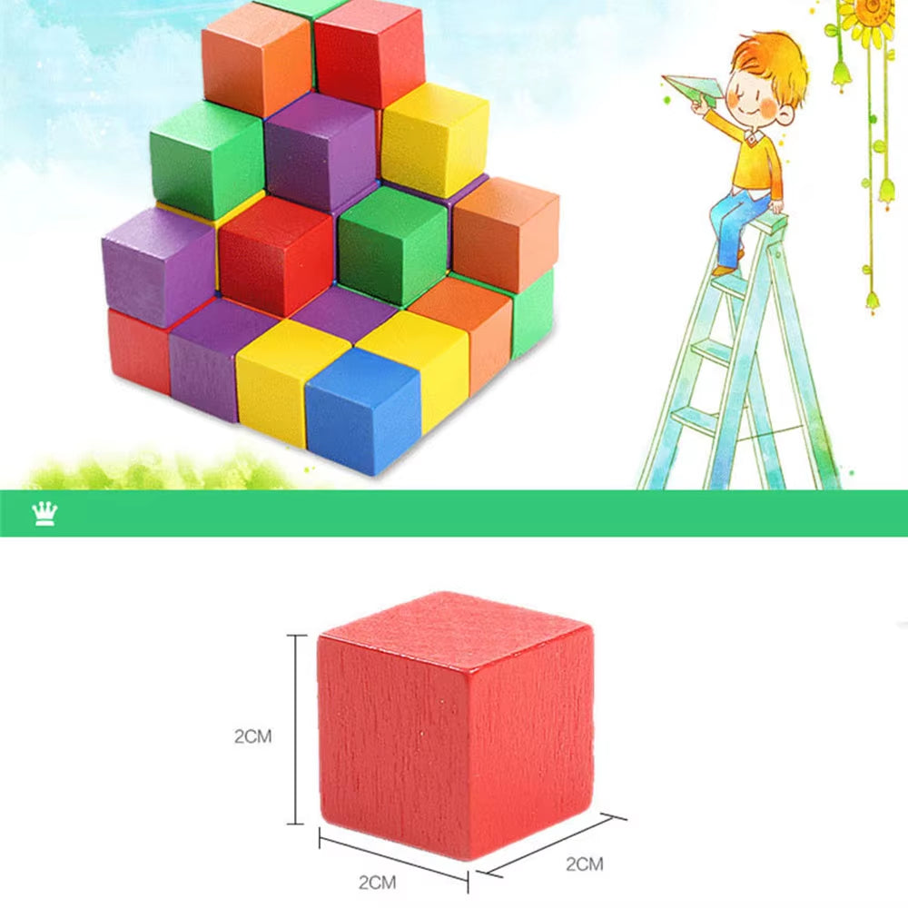 30Pcs/Lot 2X2CM Wooden Colorful Cubes Building Blocks Toy for Children Educational Wood Squares Dice Board Game Block Toys Gifts