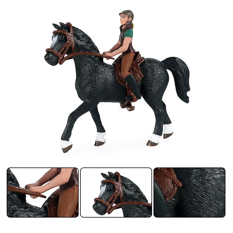 Simulation Equestrian Rider Horse Farm Animal Model Action Figures Decoration Early Educational Toys for Children Christmas Gift