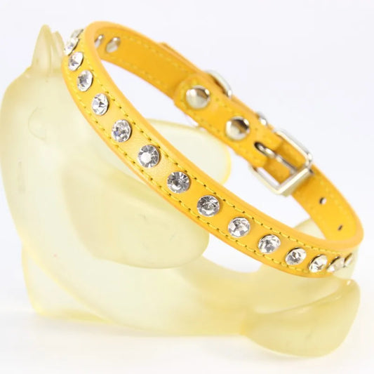 Puppy Dog Collar Crystal Hot Bling Rhinestone Pu Leather Puppy Cat Collars Necklace Neck Strap Personality Pet Products Collar