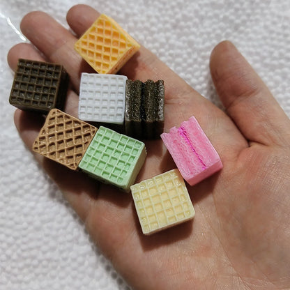 8PCS Slime Charms with Wafer Cookie Chocolate Coffee Cake Resin Flatback of Slime Beads for Ornament Scrapbook DIY Crafts