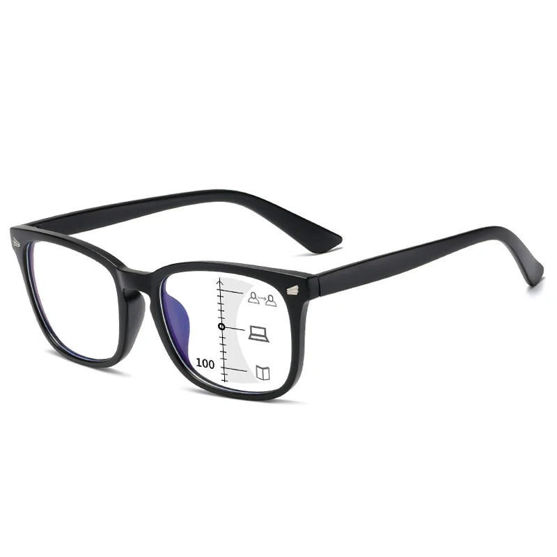 Square Multifocal Progressive Reading Glasses Men Fashion with Diopters Anti-Glare Computer Eyeglasses Women UV400
