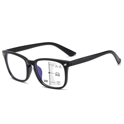Square Multifocal Progressive Reading Glasses Men Fashion with Diopters Anti-Glare Computer Eyeglasses Women UV400