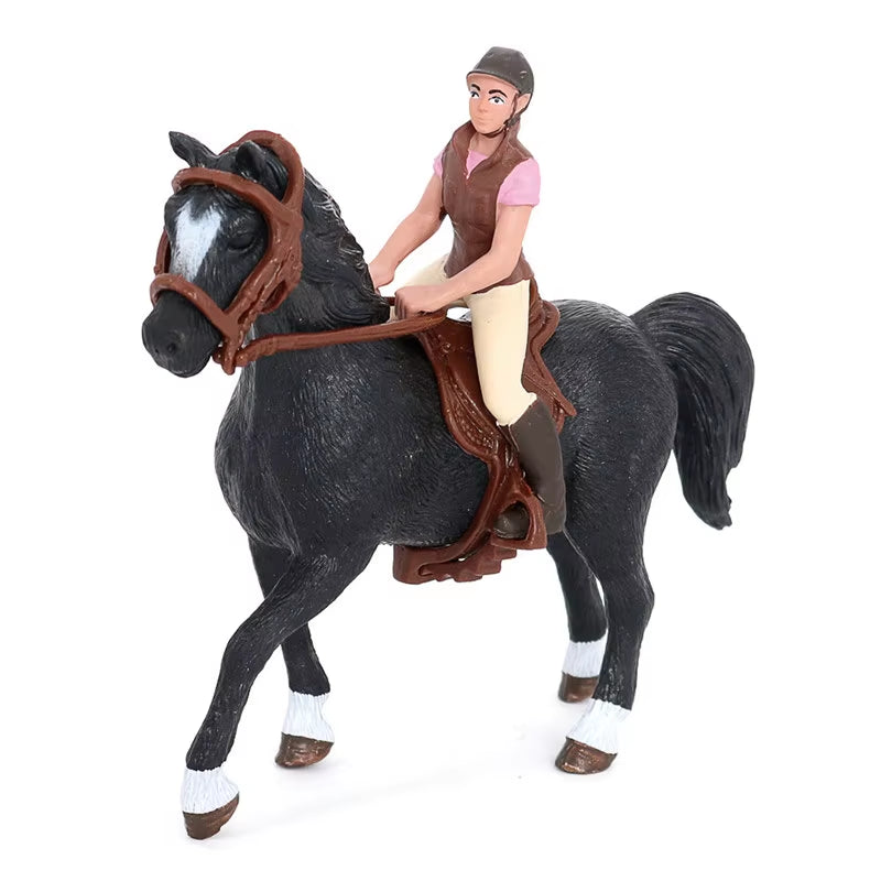 Simulation Equestrian Rider Horse Farm Animal Model Action Figures Decoration Early Educational Toys for Children Christmas Gift