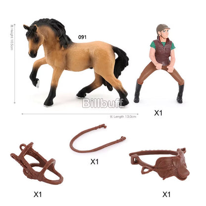 Simulation Equestrian Rider Horse Farm Animal Model Action Figures Decoration Early Educational Toys for Children Christmas Gift