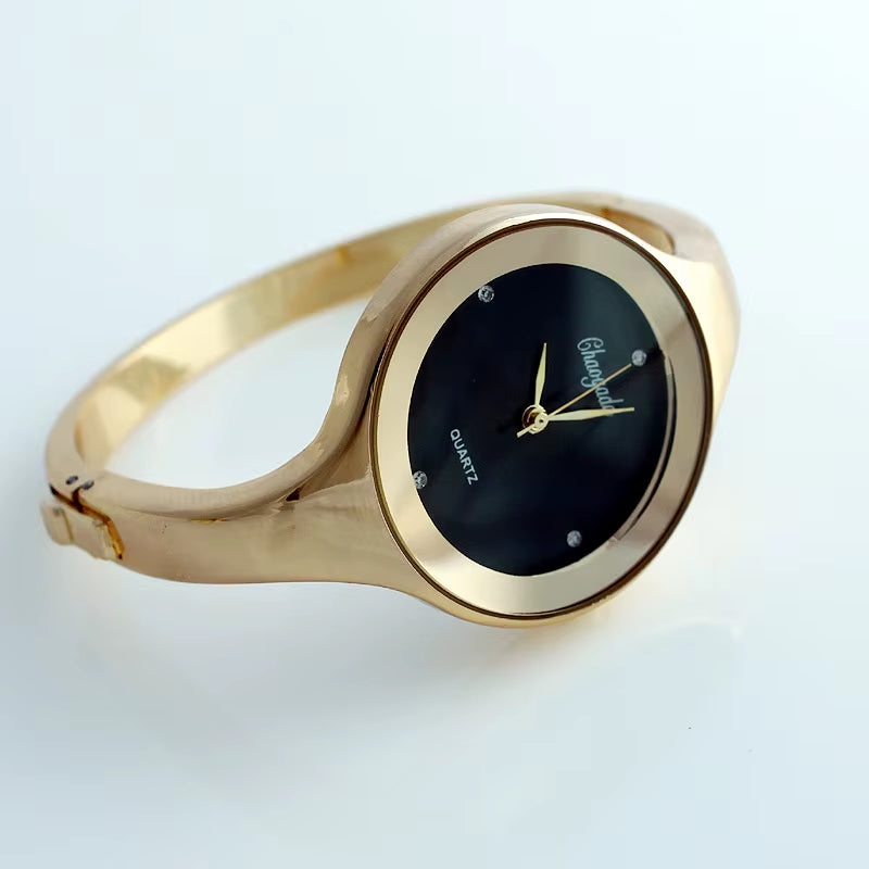 Women Cuff Watch Fashion Casual round Lady Women Bracelet Girls Watches Gold Watch Stainless Steel Quartz Wrist Watch D1