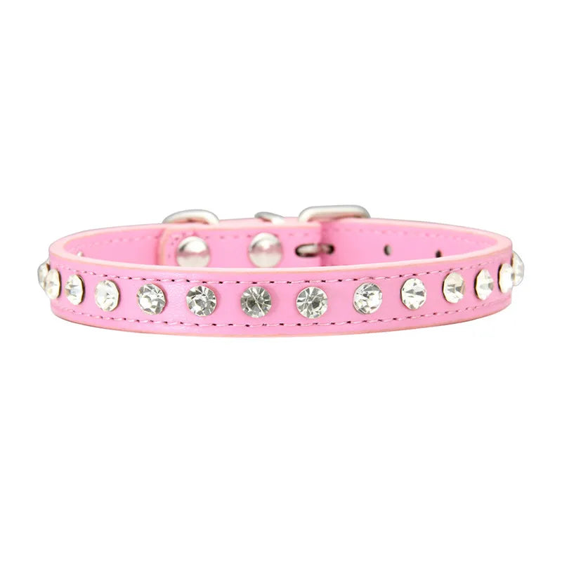 Puppy Dog Collar Crystal Hot Bling Rhinestone Pu Leather Puppy Cat Collars Necklace Neck Strap Personality Pet Products Collar