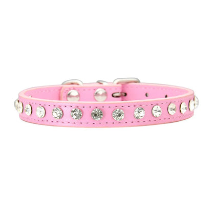 Puppy Dog Collar Crystal Hot Bling Rhinestone Pu Leather Puppy Cat Collars Necklace Neck Strap Personality Pet Products Collar