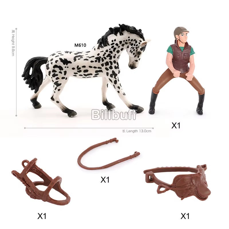 Simulation Equestrian Rider Horse Farm Animal Model Action Figures Decoration Early Educational Toys for Children Christmas Gift