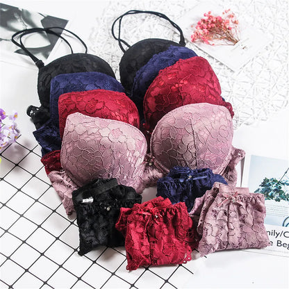 Comfort Seamless Bra and Sexy Panties Backless Wireless Set Underwear for Girls Push up Bra Lace Women Lingerie Sets