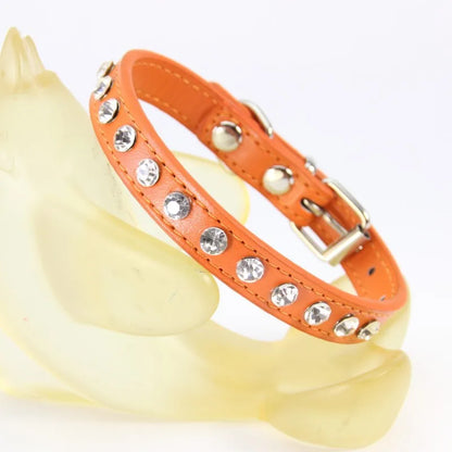 Puppy Dog Collar Crystal Hot Bling Rhinestone Pu Leather Puppy Cat Collars Necklace Neck Strap Personality Pet Products Collar