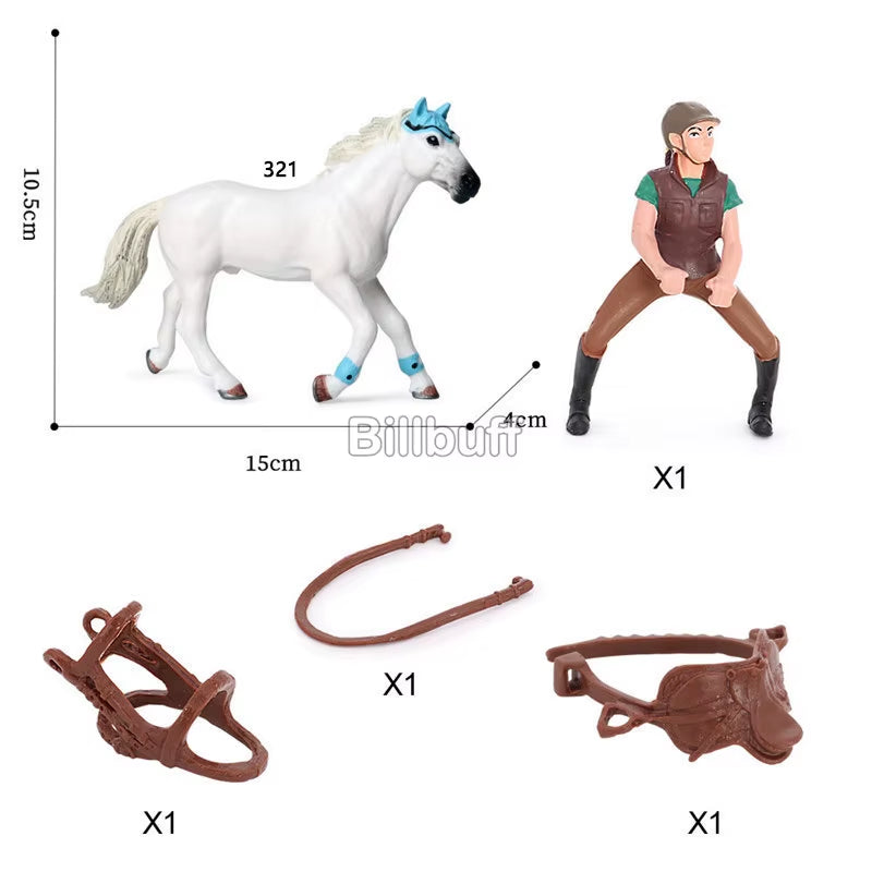 Simulation Equestrian Rider Horse Farm Animal Model Action Figures Decoration Early Educational Toys for Children Christmas Gift