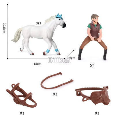 Simulation Equestrian Rider Horse Farm Animal Model Action Figures Decoration Early Educational Toys for Children Christmas Gift