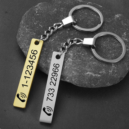 Custom Yellow-Copper Ruler Lotus Design Car Logo Name Number Keychain Laser Keyring Stainless Steel Chaveiro Personalizado Gifts