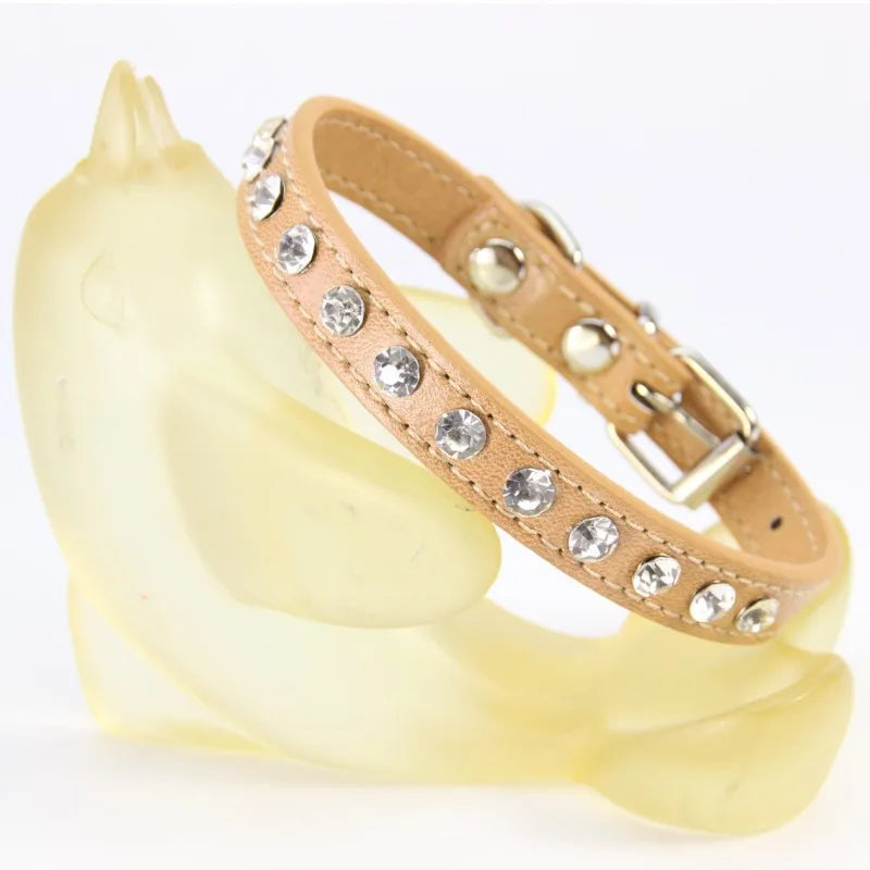 Puppy Dog Collar Crystal Hot Bling Rhinestone Pu Leather Puppy Cat Collars Necklace Neck Strap Personality Pet Products Collar