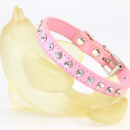 Puppy Dog Collar Crystal Hot Bling Rhinestone Pu Leather Puppy Cat Collars Necklace Neck Strap Personality Pet Products Collar