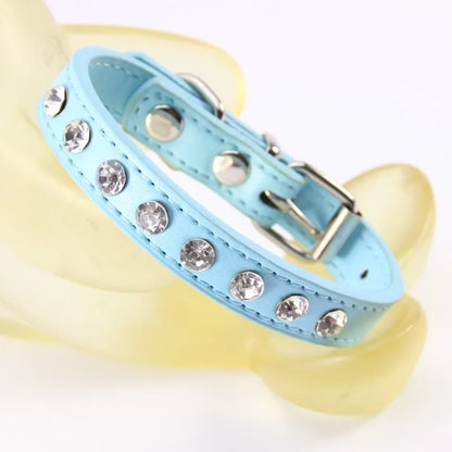 Puppy Dog Collar Crystal Hot Bling Rhinestone Pu Leather Puppy Cat Collars Necklace Neck Strap Personality Pet Products Collar