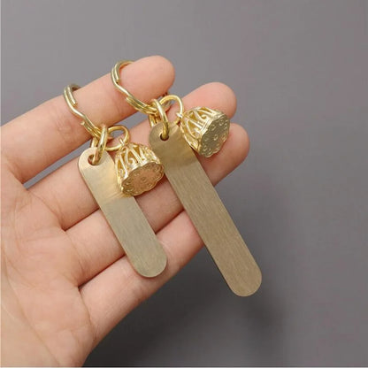 Custom Yellow-Copper Ruler Lotus Design Car Logo Name Number Keychain Laser Keyring Stainless Steel Chaveiro Personalizado Gifts