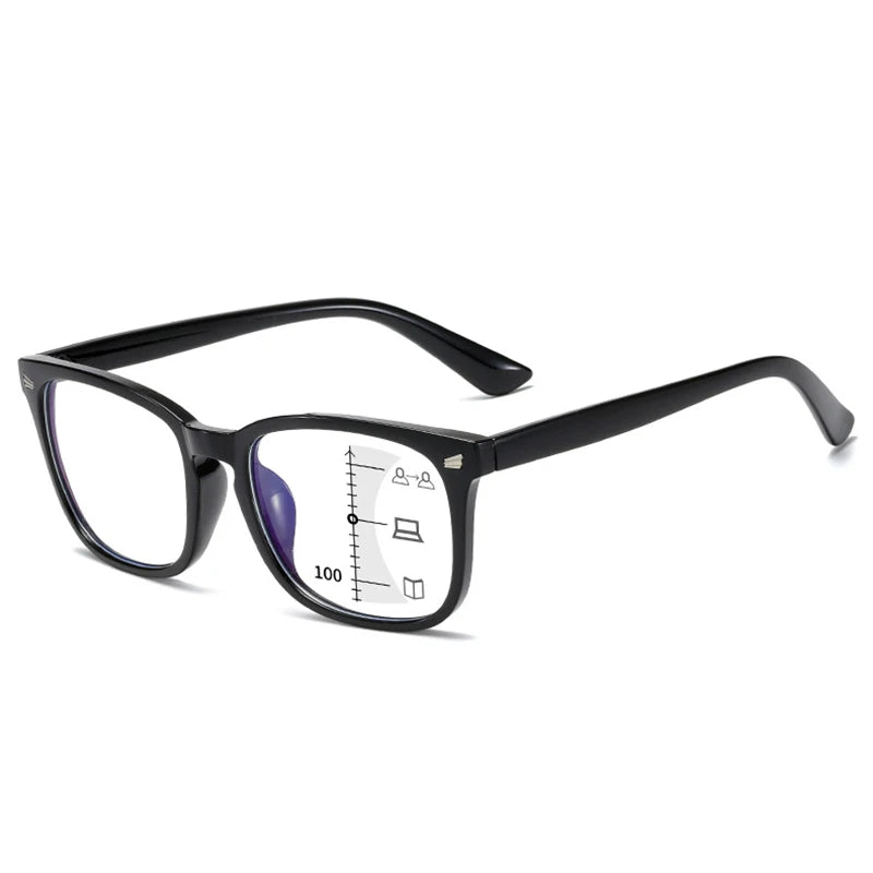 Square Multifocal Progressive Reading Glasses Men Fashion with Diopters Anti-Glare Computer Eyeglasses Women UV400