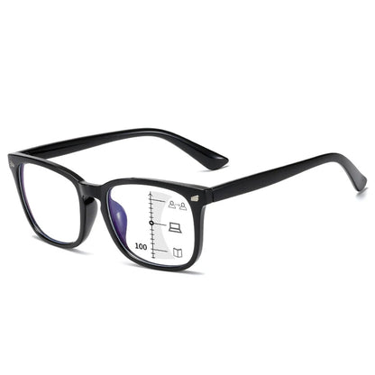 Square Multifocal Progressive Reading Glasses Men Fashion with Diopters Anti-Glare Computer Eyeglasses Women UV400