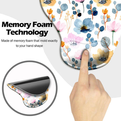 Ergonomic Mouse Pad with Wrist Support and Coaster,Mouse Pads with Non-Slip PU Base for Home Office Working Studying Easy Typing & Pain Relief Blossoming