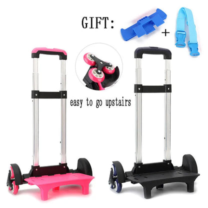 Kid Trolley for Backpack and School Bag Luggage for Children 2/6 Wheels Expandable Rod High Function Trolly Chariot