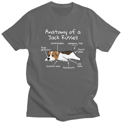 Mens Anatomy of a Jack Russell Terrier T-Shirt Short Sleeve Cotton Tshirt Summer Dog Owner Gift Tee Shirt Loose Fit Apparel