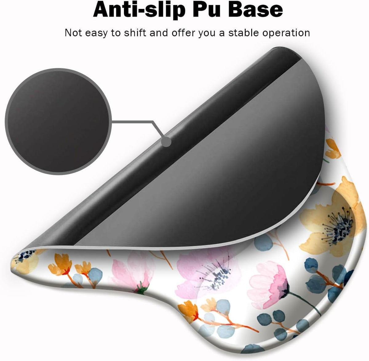 Ergonomic Mouse Pad with Wrist Support and Coaster,Mouse Pads with Non-Slip PU Base for Home Office Working Studying Easy Typing & Pain Relief Blossoming