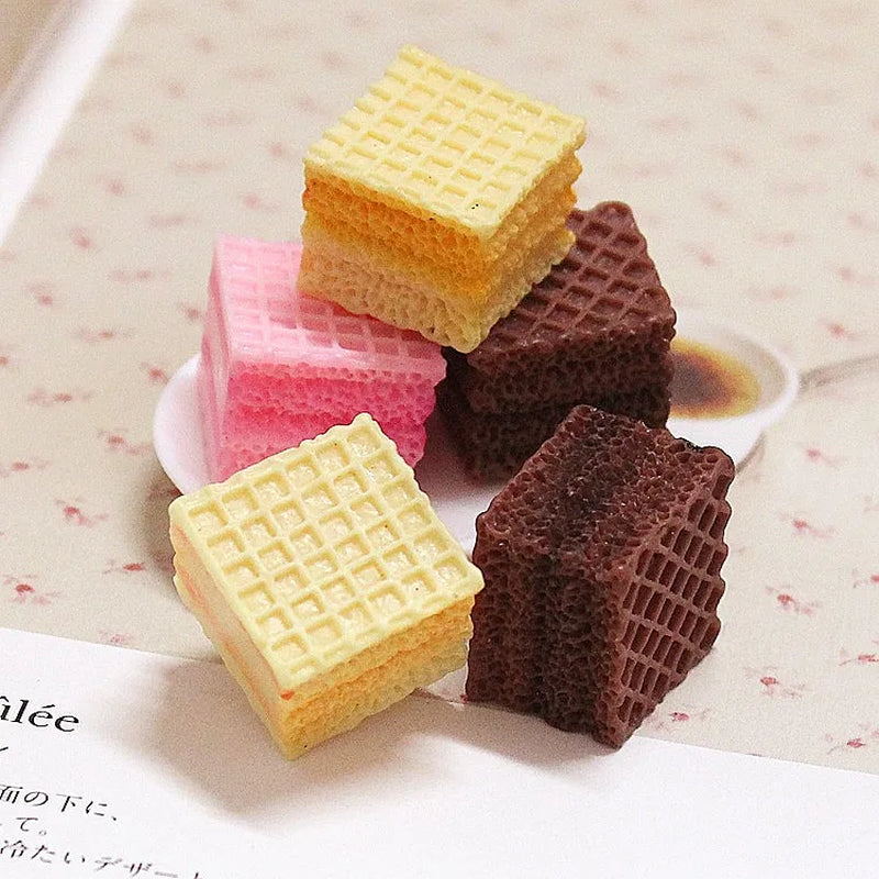 8PCS Slime Charms with Wafer Cookie Chocolate Coffee Cake Resin Flatback of Slime Beads for Ornament Scrapbook DIY Crafts