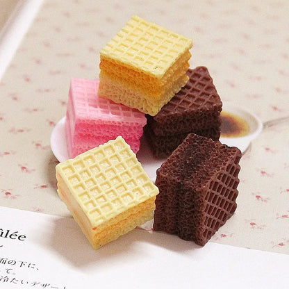 8PCS Slime Charms with Wafer Cookie Chocolate Coffee Cake Resin Flatback of Slime Beads for Ornament Scrapbook DIY Crafts