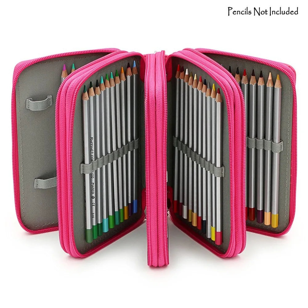72 Holders 4 Layers Handy PU Leather School Pencils Case Large Capacity Colored Pencil Bag for Student Gift Art Supplies