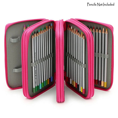 72 Holders 4 Layers Handy PU Leather School Pencils Case Large Capacity Colored Pencil Bag for Student Gift Art Supplies