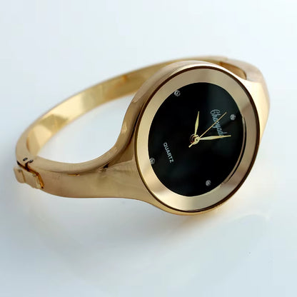 Women Cuff Watch Fashion Casual round Lady Women Bracelet Girls Watches Gold Watch Stainless Steel Quartz Wrist Watch D1