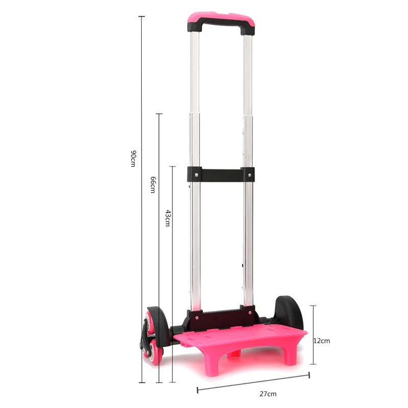 Kid Trolley for Backpack and School Bag Luggage for Children 2/6 Wheels Expandable Rod High Function Trolly Chariot