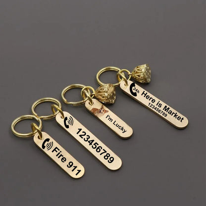 Custom Yellow-Copper Ruler Lotus Design Car Logo Name Number Keychain Laser Keyring Stainless Steel Chaveiro Personalizado Gifts