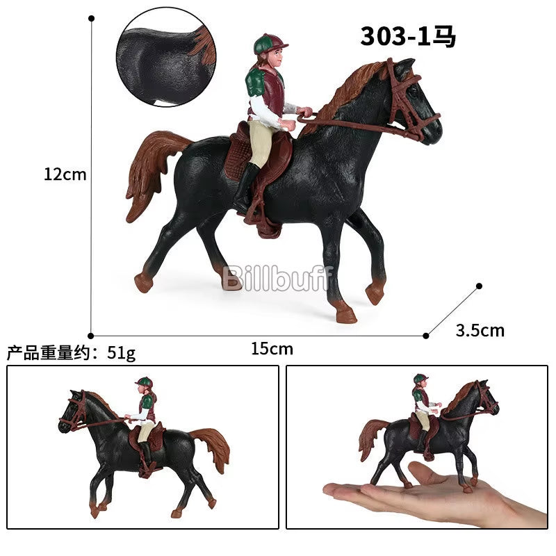 Simulation Equestrian Rider Horse Farm Animal Model Action Figures Decoration Early Educational Toys for Children Christmas Gift