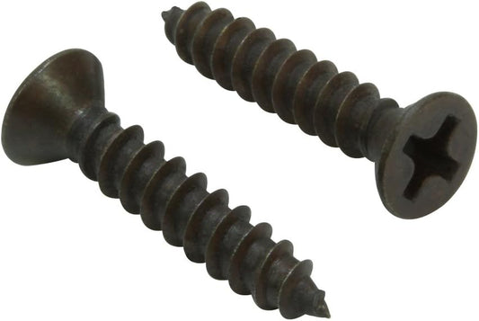 6 X 1'' Black Oxide Coated Stainless Flat Head Phillips Wood Screw, (25 Pc), 18-8 (304) Stainless Steel Screws Corrosion Resistant Flat Head by
