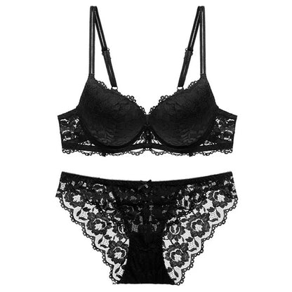 Comfort Seamless Bra and Sexy Panties Backless Wireless Set Underwear for Girls Push up Bra Lace Women Lingerie Sets