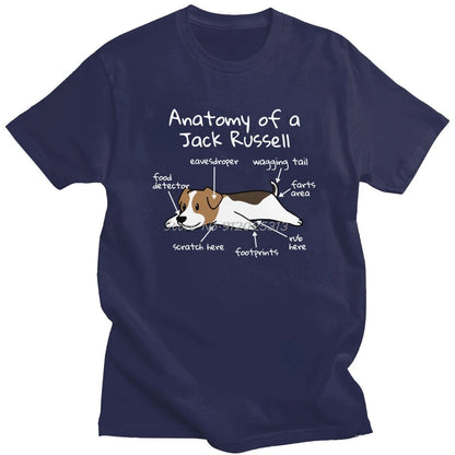 Mens Anatomy of a Jack Russell Terrier T-Shirt Short Sleeve Cotton Tshirt Summer Dog Owner Gift Tee Shirt Loose Fit Apparel
