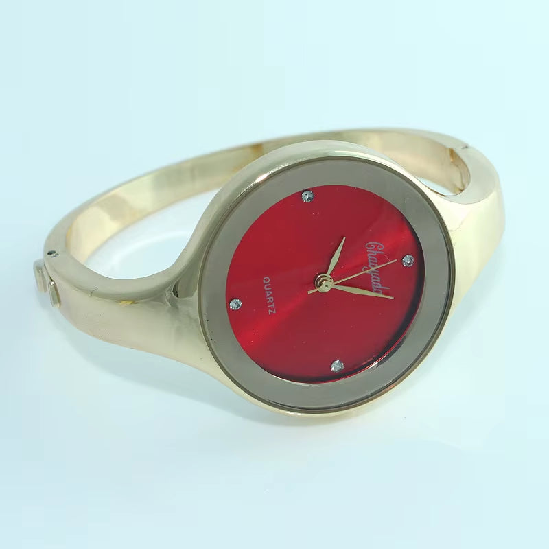 Women Cuff Watch Fashion Casual round Lady Women Bracelet Girls Watches Gold Watch Stainless Steel Quartz Wrist Watch D1