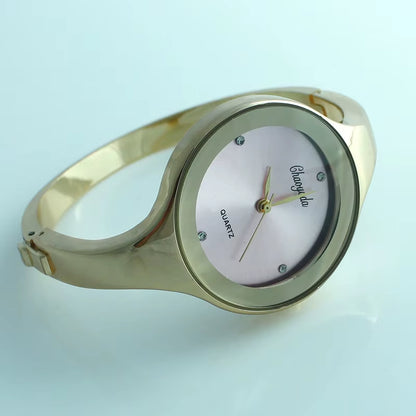 Women Cuff Watch Fashion Casual round Lady Women Bracelet Girls Watches Gold Watch Stainless Steel Quartz Wrist Watch D1