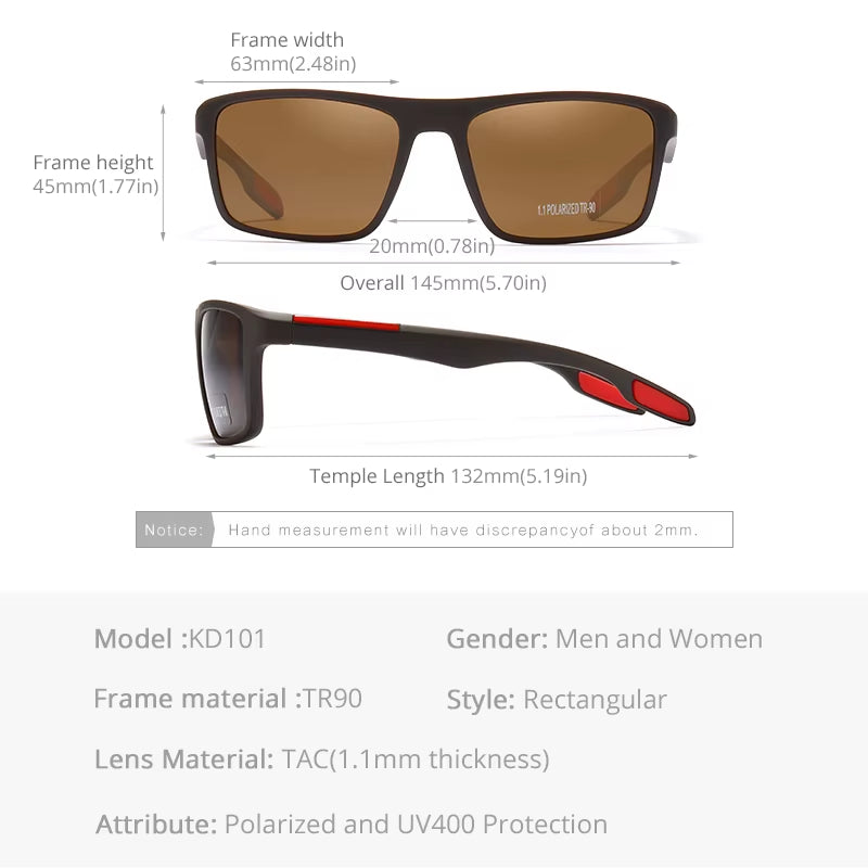Rectangular Ultra Light TR90 Sunglasses Men Polarized TAC 1.1Mm Thickness Lens Driving Sun Glasses Women Sports Cat.3