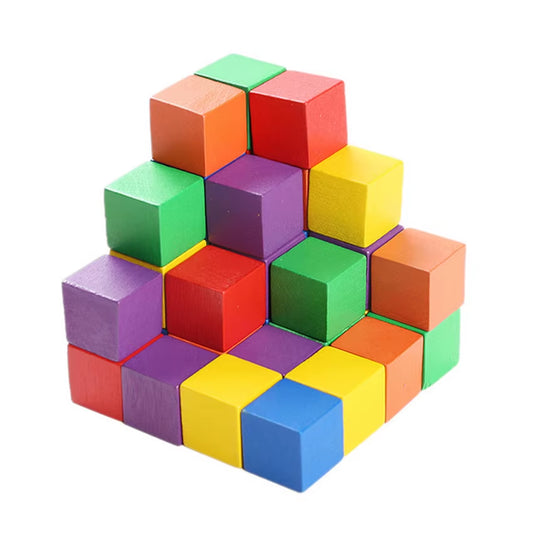 30Pcs/Lot 2X2CM Wooden Colorful Cubes Building Blocks Toy for Children Educational Wood Squares Dice Board Game Block Toys Gifts