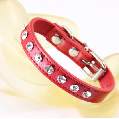 Puppy Dog Collar Crystal Hot Bling Rhinestone Pu Leather Puppy Cat Collars Necklace Neck Strap Personality Pet Products Collar