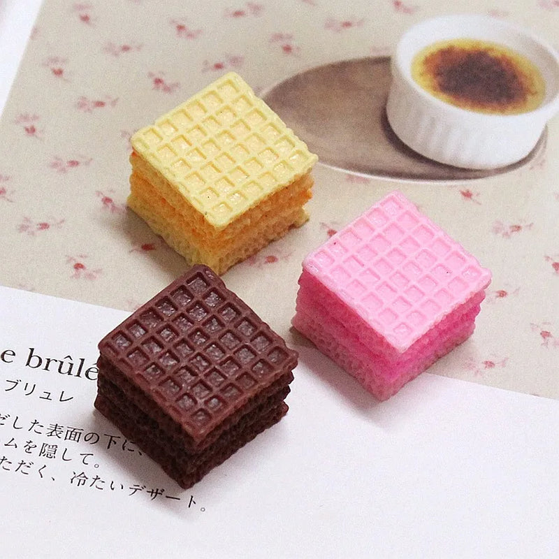8PCS Slime Charms with Wafer Cookie Chocolate Coffee Cake Resin Flatback of Slime Beads for Ornament Scrapbook DIY Crafts