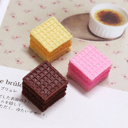 8PCS Slime Charms with Wafer Cookie Chocolate Coffee Cake Resin Flatback of Slime Beads for Ornament Scrapbook DIY Crafts