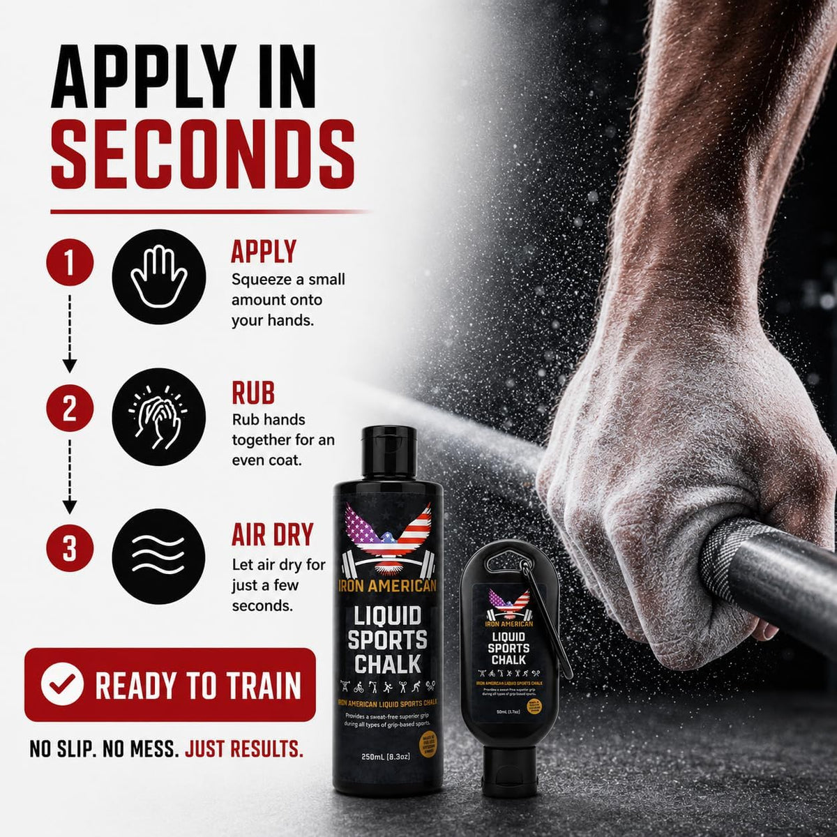 Liquid Chalk, No-Mess Gym Grip Chalk for Weightlifting and Gymnastics