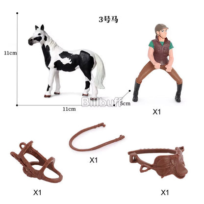 Simulation Equestrian Rider Horse Farm Animal Model Action Figures Decoration Early Educational Toys for Children Christmas Gift