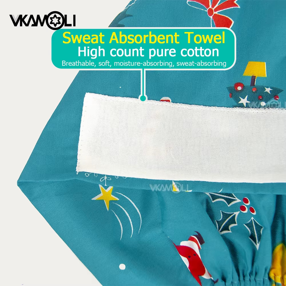Women'S Cotton Scrubs Caps Weat-Absorbent Elastic Section Pet Grooming Nursing Work Hats Lab Flower Print Scrub Hat Wholesale